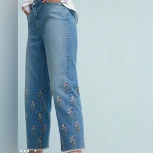 Pilcro & The Letterpress by Anthropologie Embroidered Jeans Size 27 EUC